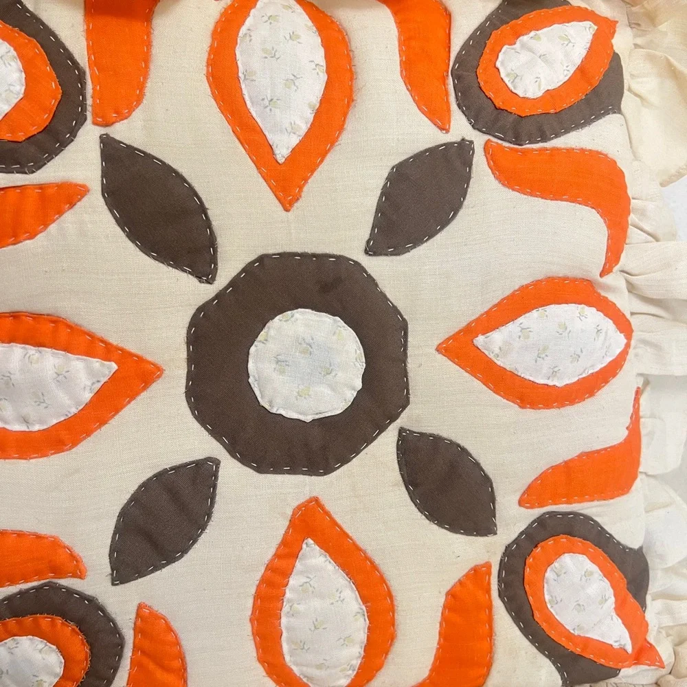 Vintage Handmade Quilted Patchwork Granny Cozy cottagecore throw‎ pillow